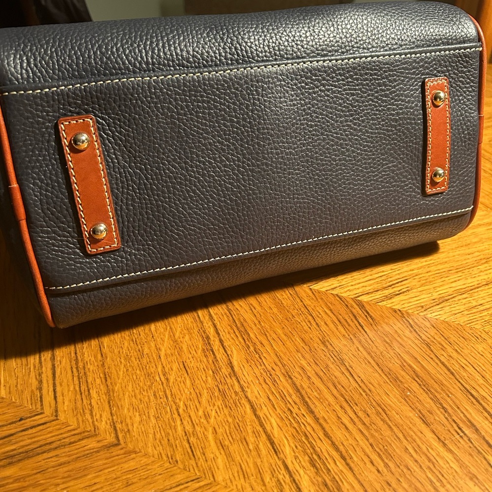 Dooney & Bourke Midnight Navy and Brown Leather Duffel Bag with Wallet - Picture 8 of 15